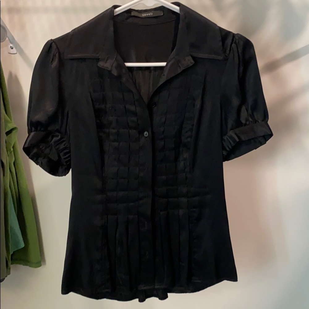 Tahari black silk top